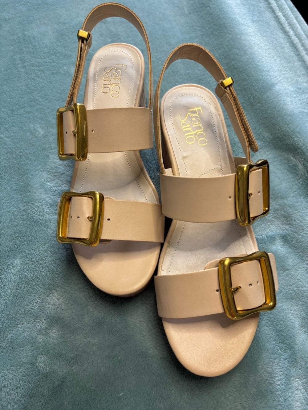 Franco Sarto Women's Cream Wedge Sandals